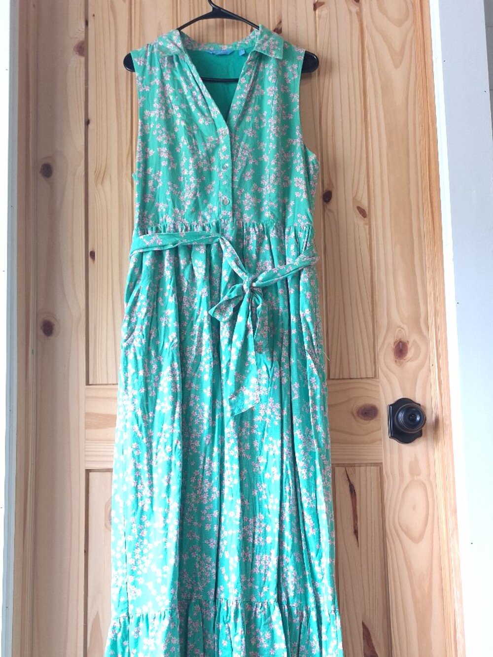 Draper James RSVP Floral Maxi Dress – Sleeveless Belted Dress – Mint Green – Lin